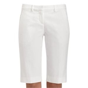 THEORY Palmer Solid White Bi-Stretch Bermuda Shorts Sz 4